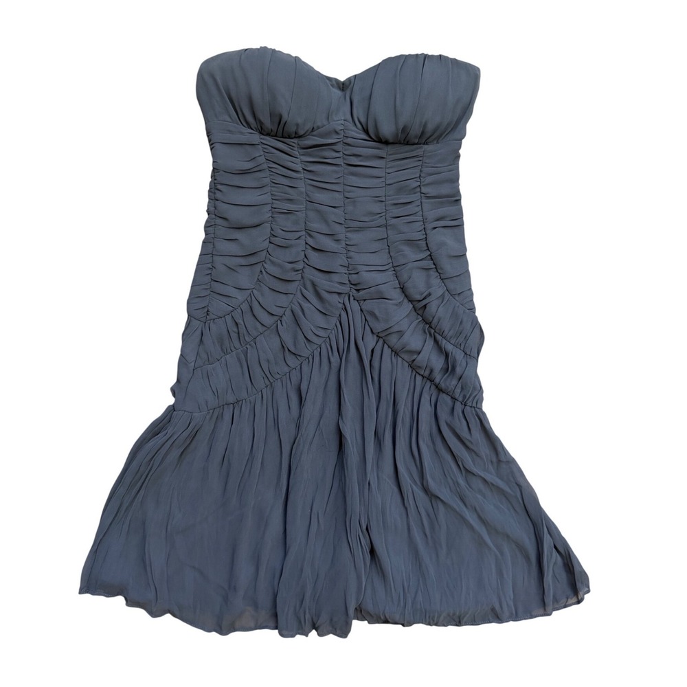 Vintage Y2K Charcoal Grey Ruched Strapless Mini Party Dress M sexy going out